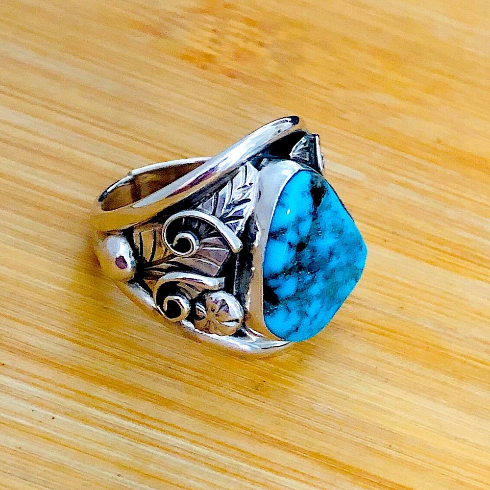 $98 Native American Southwest Artisan Estate Turquoise Ring Sterling Silver - Picture 5 of 11